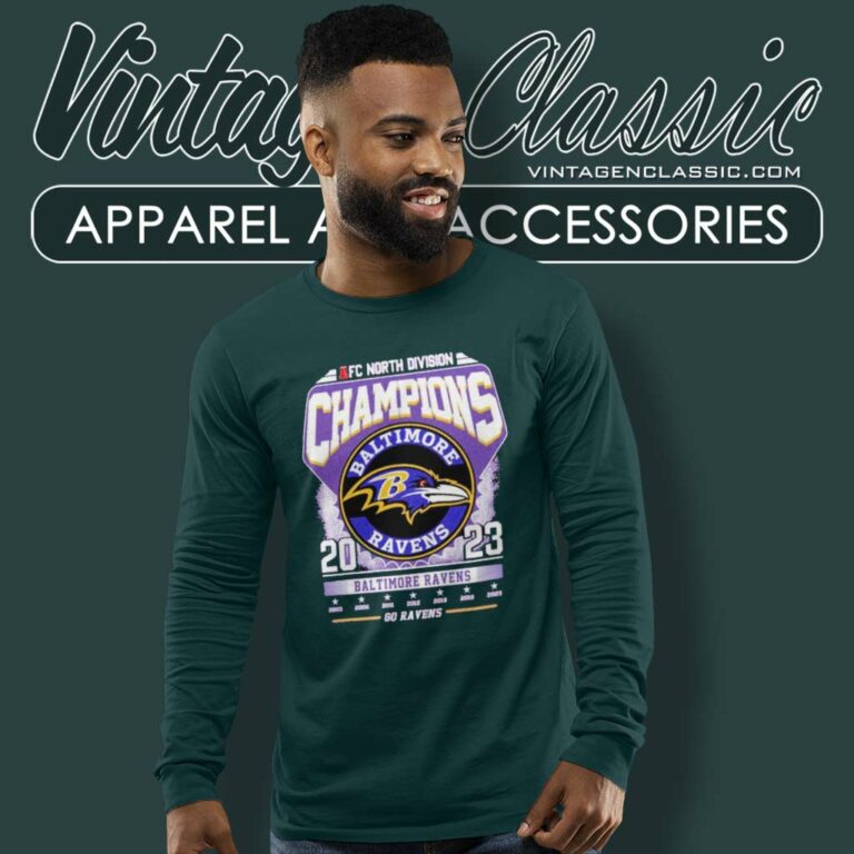 Go Raven 2023 Afc North Division Champions Baltimore Ravens Long Sleeve Tee Go Raven 2023 Afc North Division Champions Baltimore Ravens Long Sleeve Tee