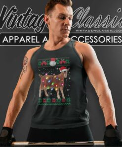 Goat Christmas Sweater Goat Christmas Tree Lights Tank Top Racerback