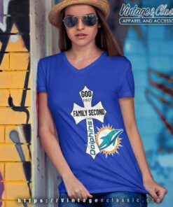 God First Family Second Then Dolphins V Neck TShirt