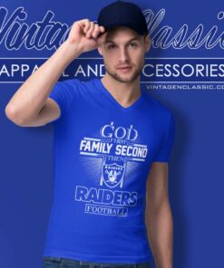 God First Family Second Then Las Vegas Raiders V Neck TShirt
