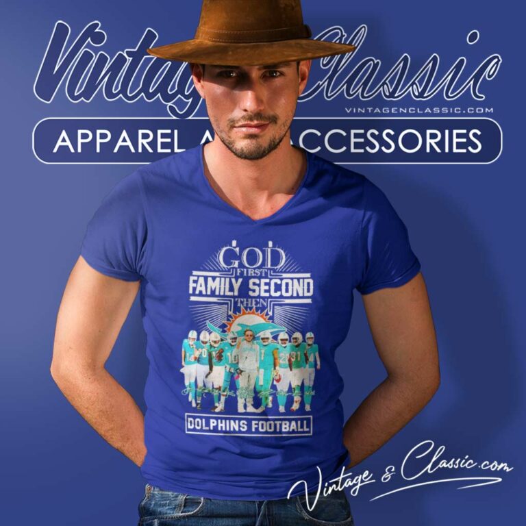 God First Family Second Then Miami Dolphins Football Signatures V Neck TShirt God First Family Second Then Miami Dolphins Football Signatures V Neck TShirt