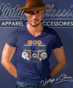 God First Family Second Then Nfl Dolphins V Neck TShirt