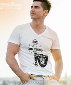 God First Family Second Then Raiders V Neck TShirt