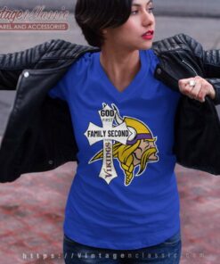 God First Family Second Then Vikings V Neck TShirt