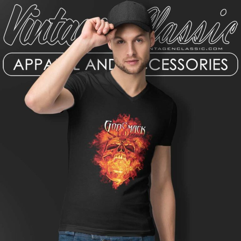 Godsmack 1000hp Tour V Neck TShirt Godsmack 1000hp Tour V Neck TShirt