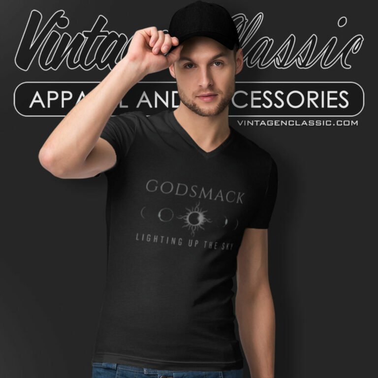 Godsmack Black Lunar V Neck TShirt Godsmack Black Lunar V Neck TShirt