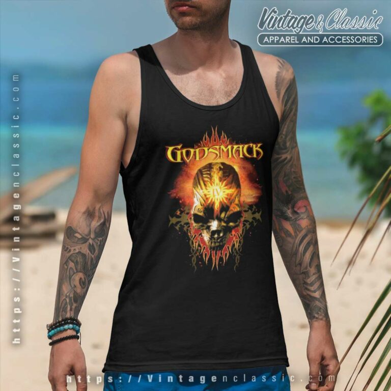Godsmack Skull Flame Tank Top Racerback Godsmack Skull Flame Tank Top Racerback