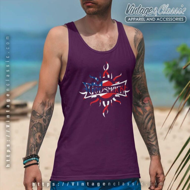 Godsmack Us Flag Logo Tank Top Racerback Godsmack Us Flag Logo Tank Top Racerback