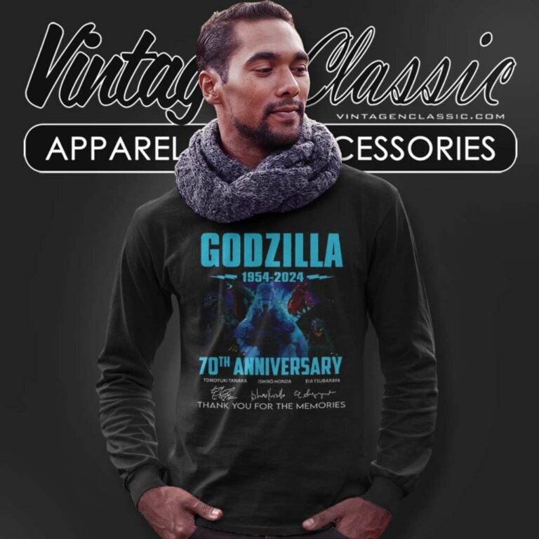 Godzilla 1954 2024 Anniversary Thank You For The Memories Long Sleeve Tee Godzilla 1954 2024 Anniversary Thank You For The Memories Long Sleeve Tee