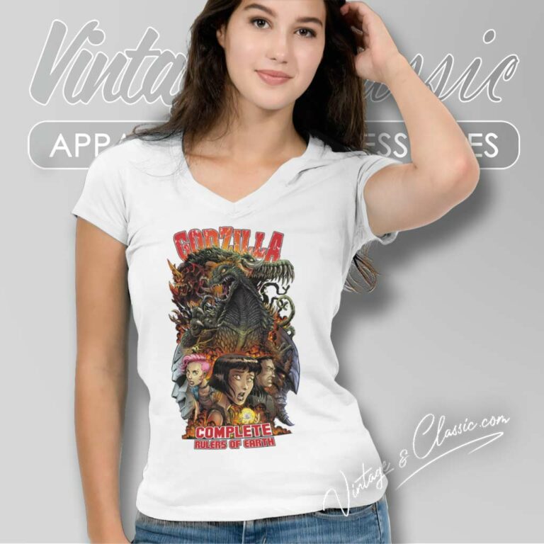 Godzilla Complete Rulers Of Earth V Neck TShirt Godzilla Complete Rulers Of Earth V Neck TShirt
