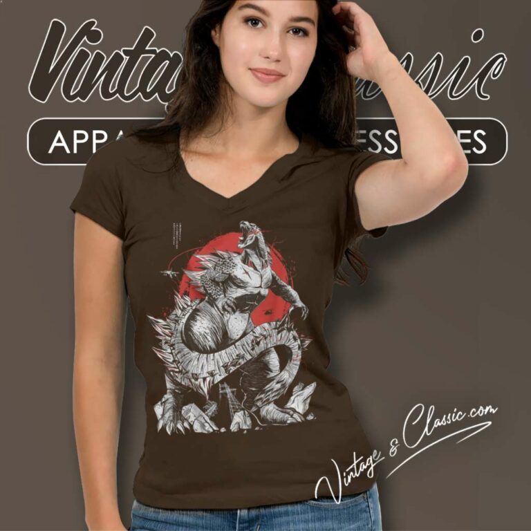 Godzilla Kaiju V Neck TShirt Godzilla Kaiju V Neck TShirt