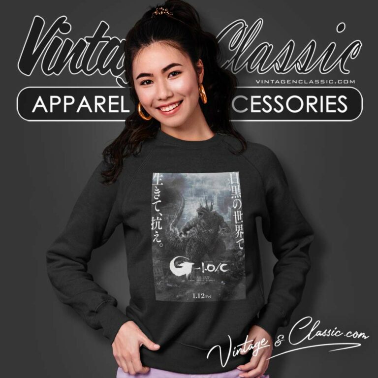 Godzilla Minus One Black And White Poster Sweatshirt Godzilla Minus One Black And White Poster Sweatshirt