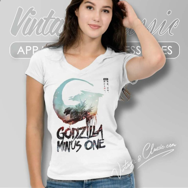Godzilla Minus One Poster V Neck TShirt Godzilla Minus One Poster V Neck TShirt