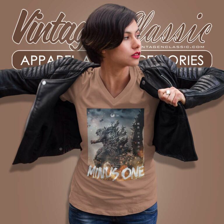 Godzilla Minus One Shirt Poster 2023 Film V Neck TShirt 1 Godzilla Minus One Shirt Poster 2023 Film V Neck TShirt 1