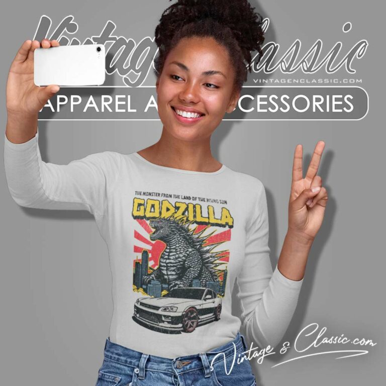 Godzilla Minus One Shirt Vintage Godzilla And Car Long Sleeve Tee 1 Godzilla Minus One Shirt Vintage Godzilla And Car Long Sleeve Tee 1