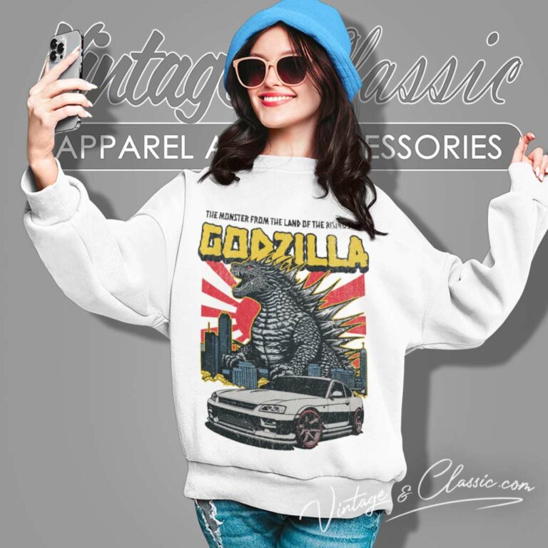 Godzilla Minus One Shirt Vintage Godzilla And Car Sweatshirt 1 Godzilla Minus One Shirt Vintage Godzilla And Car Sweatshirt 1