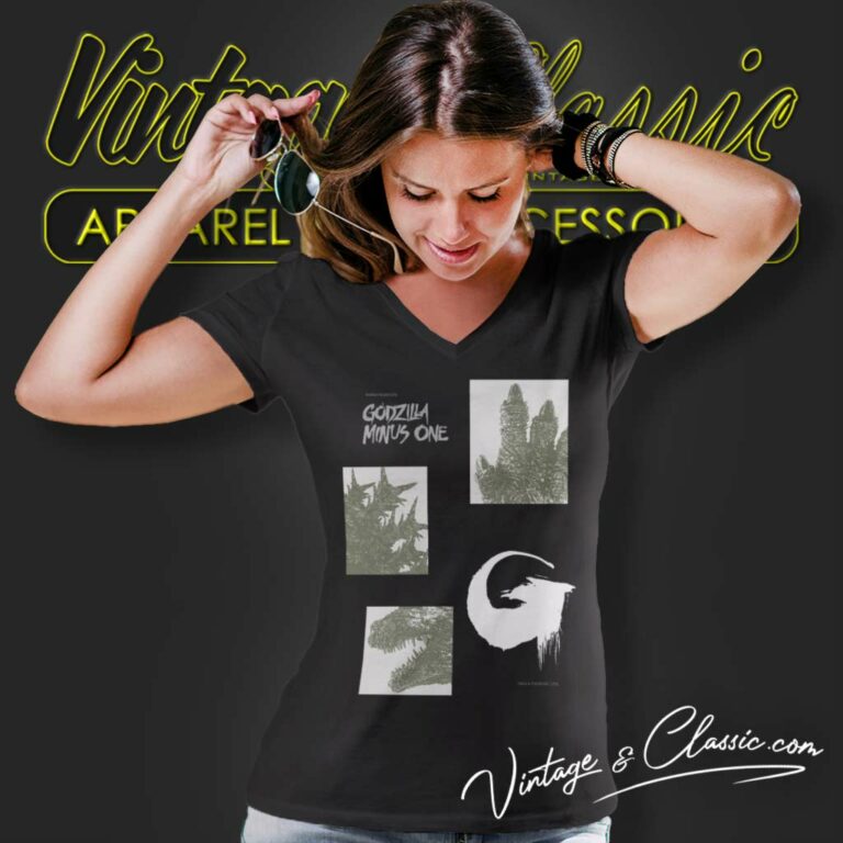 Godzilla Minus One Spiked V Neck TShirt Godzilla Minus One Spiked V Neck TShirt