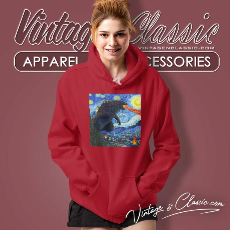 Godzilla Starry Night Vintage Hoodie 1 Godzilla Starry Night Vintage Hoodie 1