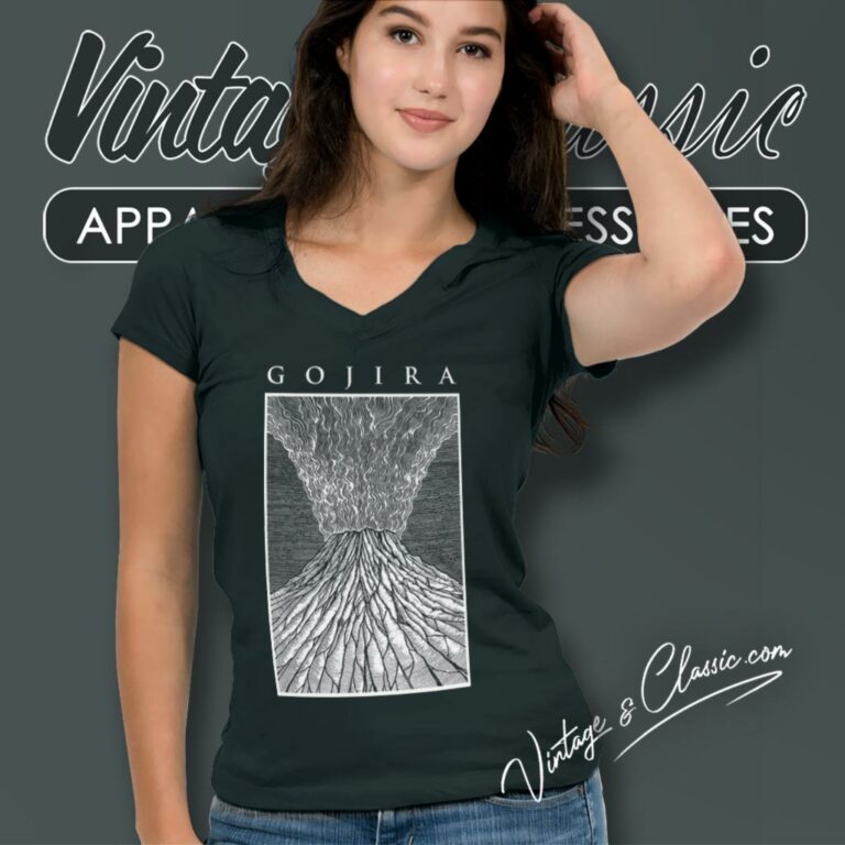 Gojira Magma Sketch V Neck TShirt Gojira Magma Sketch V Neck TShirt