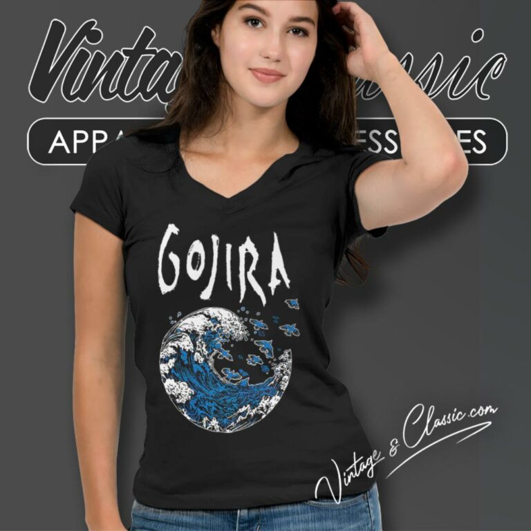 Gojira Wave V Neck TShirt Gojira Wave V Neck TShirt