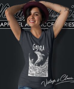 Gojira Woodblock Whales V Neck TShirt