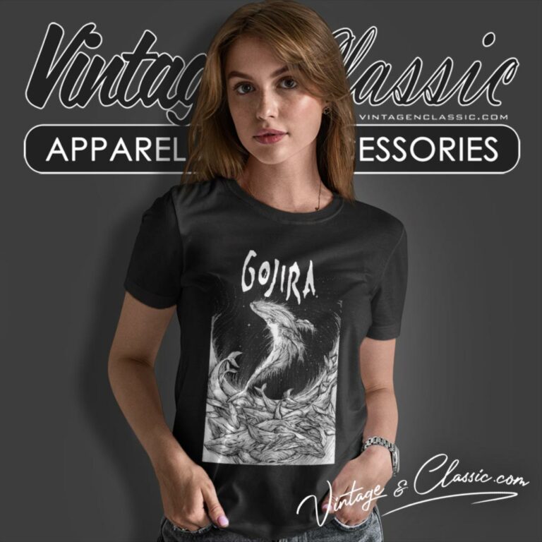 Gojira Woodblock Whales Women T Shirt Gojira Woodblock Whales Women T Shirt