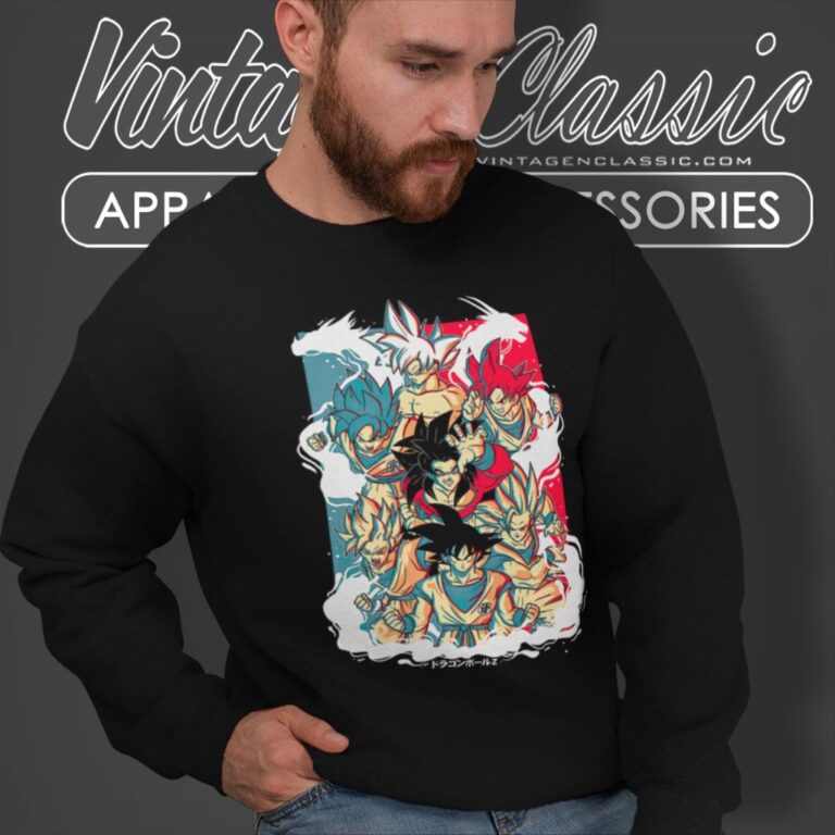 Goku Evolution Retro Art Sweatshirt Goku Evolution Retro Art Sweatshirt