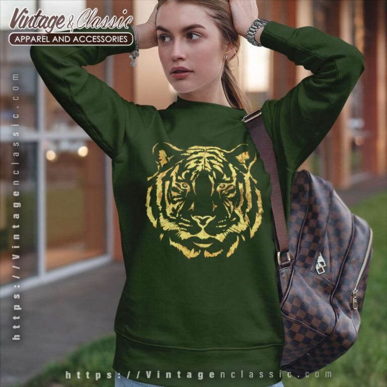 Gold Foil Tiger Face Purple And Gold Game Day Sweatshirt Gold Foil Tiger Face Purple And Gold Game Day Sweatshirt
