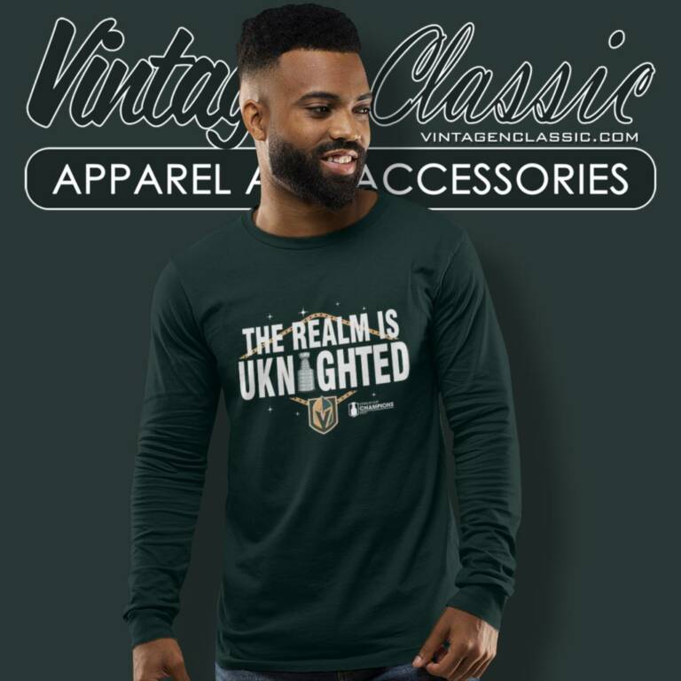 Golden Knights The Realm Is Uknighted Nhl Champs Long Sleeve Tee Golden Knights The Realm Is Uknighted Nhl Champs Long Sleeve Tee