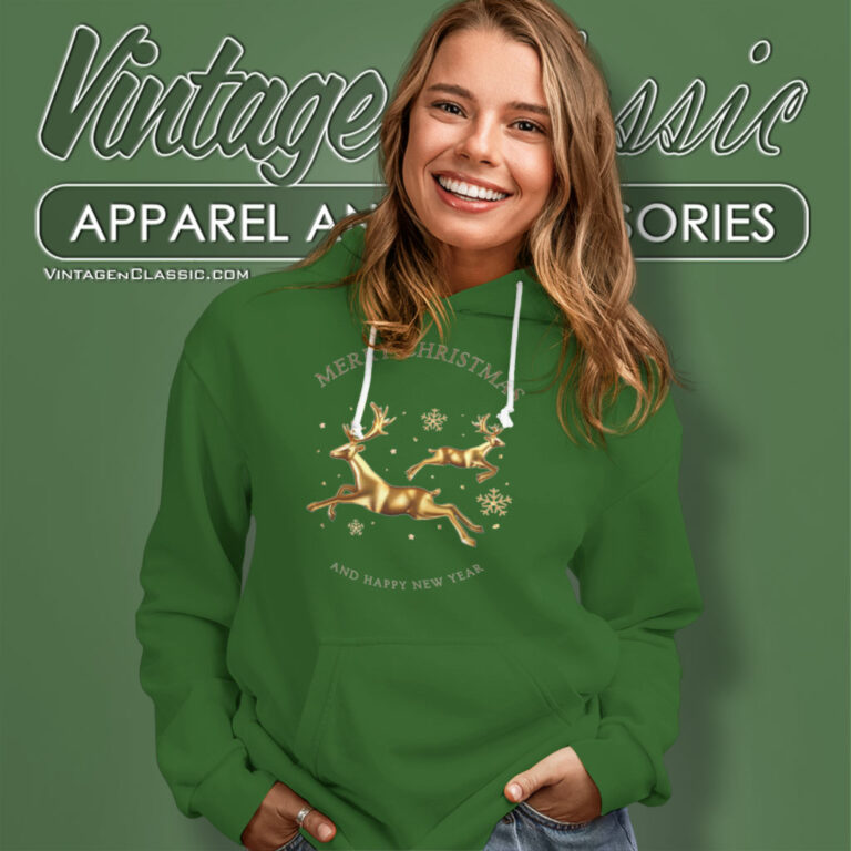 Golden Merry Christmas Happy New Year Hoodie Golden Merry Christmas Happy New Year Hoodie