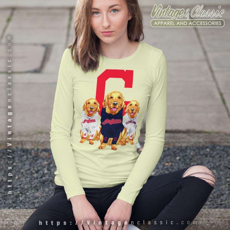 Golden Retriever Cleveland Indians Long Sleeve Tee Golden Retriever Cleveland Indians Long Sleeve Tee