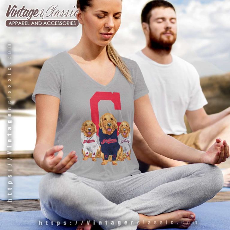 Golden Retriever Cleveland Indians V Neck TShirt Golden Retriever Cleveland Indians V Neck TShirt