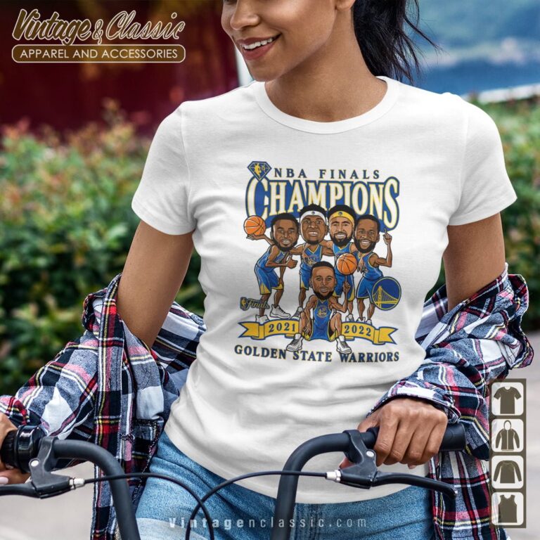 Golden State Warriors 2022 NBA Finals Champions Caricature Women T shirt Golden State Warriors 2022 NBA Finals Champions Caricature Women T shirt