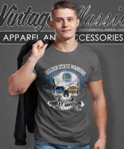 Golden State Warriors Harley Davidson Skull T Shirt