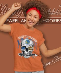 Golden State Warriors Harley Davidson Skull Women T Shirt