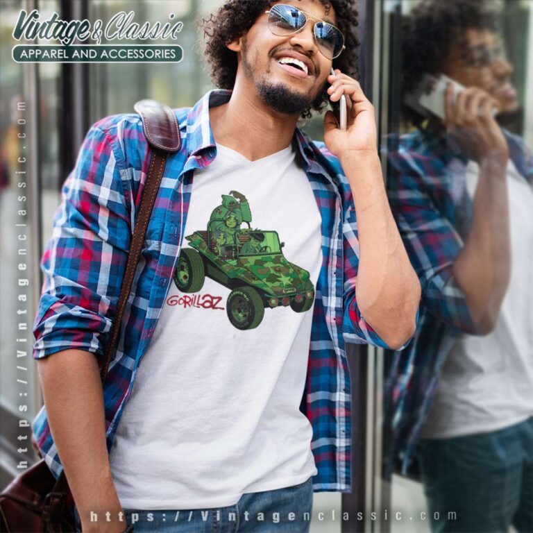 Gorillaz Geep Logo Reverse V Neck TShirt Gorillaz Geep Logo Reverse V Neck TShirt