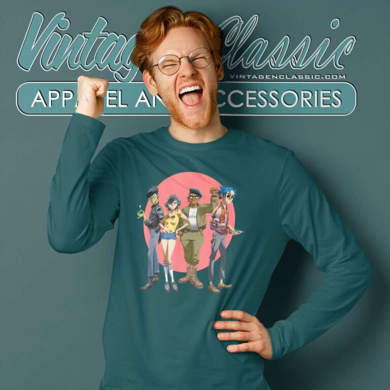 Gorillaz Group Circle Rise Long Sleeve Tee Gorillaz Group Circle Rise Long Sleeve Tee