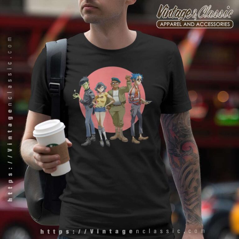 Gorillaz Group Circle Rise T Shirt Gorillaz Group Circle Rise T Shirt