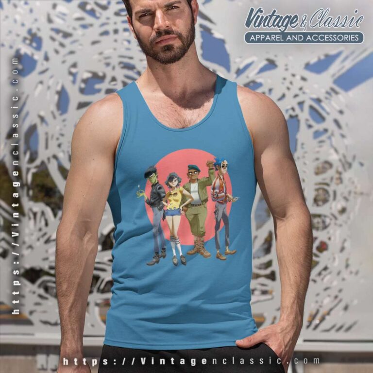 Gorillaz Group Circle Rise Tank Top Racerback Gorillaz Group Circle Rise Tank Top Racerback