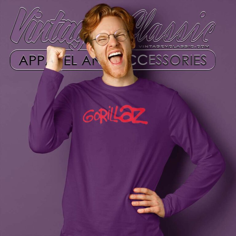 Gorillaz Paint Brush Red Logo Long Sleeve Tee Gorillaz Paint Brush Red Logo Long Sleeve Tee