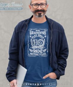 Grandpa Rides Motorcycles Shirt Gift Present Fathers Day Tshirt