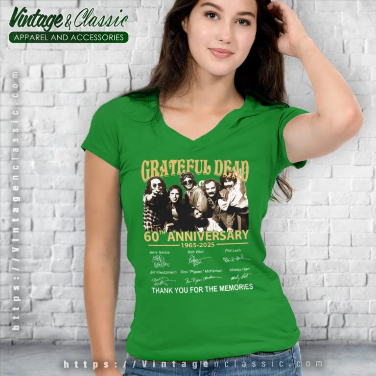 Grateful Dead 60 Years Shirt 1965 2025 Thank You For The Memories V Neck TShirt Grateful Dead 60 Years Shirt 1965 2025 Thank You For The Memories V Neck TShirt