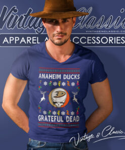 Grateful Dead Anaheim Ducks Ugly Christmas V Neck TShirt