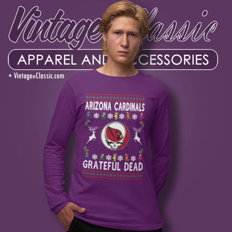 Grateful Dead Arizona Cardinals Ugly Christmas Long Sleeve Tee Grateful Dead Arizona Cardinals Ugly Christmas Long Sleeve Tee