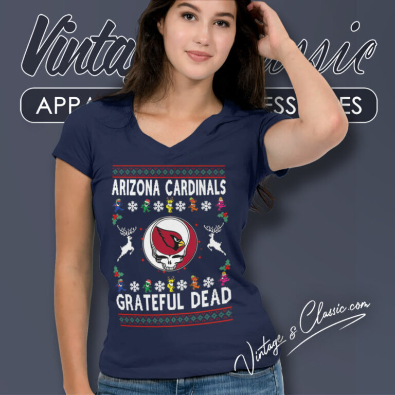Grateful Dead Arizona Cardinals Ugly Christmas V Neck TShirt Grateful Dead Arizona Cardinals Ugly Christmas V Neck TShirt