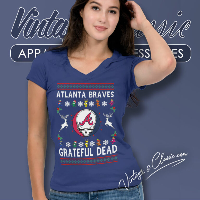 Grateful Dead Atlanta Braves Ugly Christmas V Neck TShirt Grateful Dead Atlanta Braves Ugly Christmas V Neck TShirt