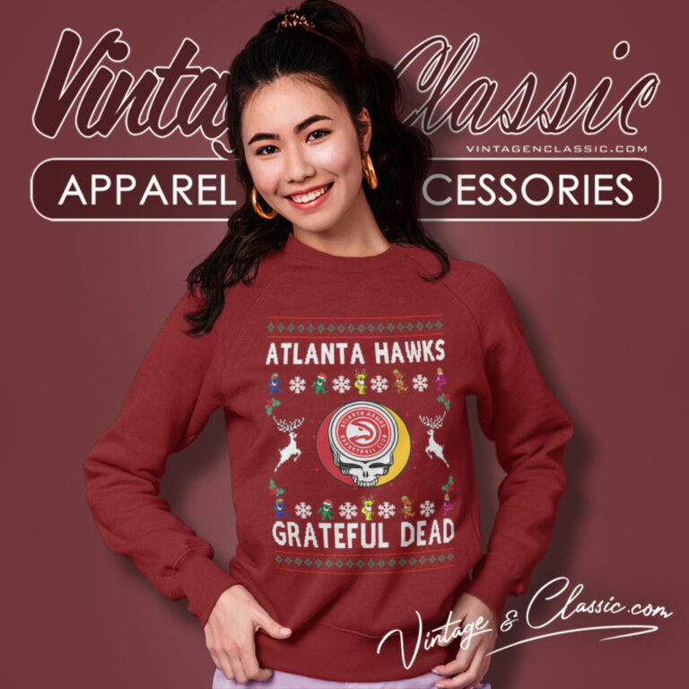 Grateful Dead Atlanta Hawks Ugly Christmas Sweatshirt Grateful Dead Atlanta Hawks Ugly Christmas Sweatshirt