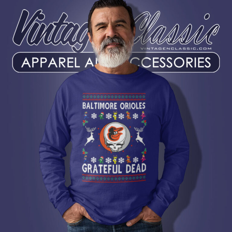 Grateful Dead Baltimore Orioles Ugly Christmas Long Sleeve Tee Grateful Dead Baltimore Orioles Ugly Christmas Long Sleeve Tee