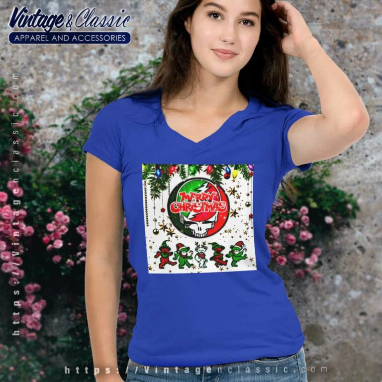 Grateful Dead Bear Christmas V Neck TShirt Grateful Dead Bear Christmas V Neck TShirt