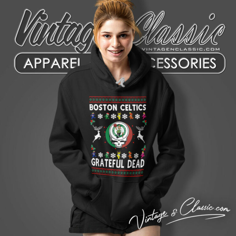 Grateful Dead Boston Celtics Ugly Christmas Hoodie Grateful Dead Boston Celtics Ugly Christmas Hoodie